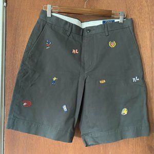 NWOT Polo Ralph Lauren football embroidered chino shorts size 32